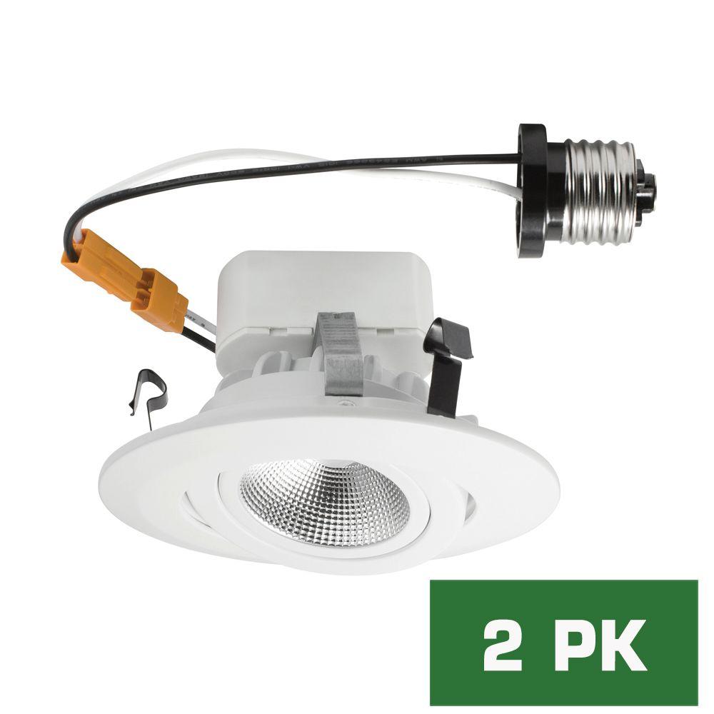 Envirolite 4 In Bright White Led Recessed Directional Gimbal Trim Bright White Led Recessed Directional Gimbal Trim 96 Cri Ceiling Light Evl4742awh40 The Home Depot