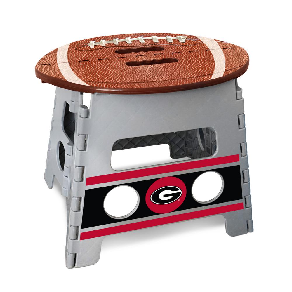 MISC NCAA Clemson Tigers Folding Step Stool Football Shape Sports Design 1-Step Folding Stool with Handle for Bedroom Bathroom Kitchen Garden Indoor 250 Lbs Capacity Non-Slip Heavy Duty Plastic