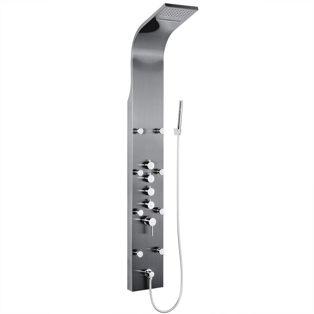 63/" Rainfall Waterfall Stainless Steel Multi-Function Shower Panel W// LED Head