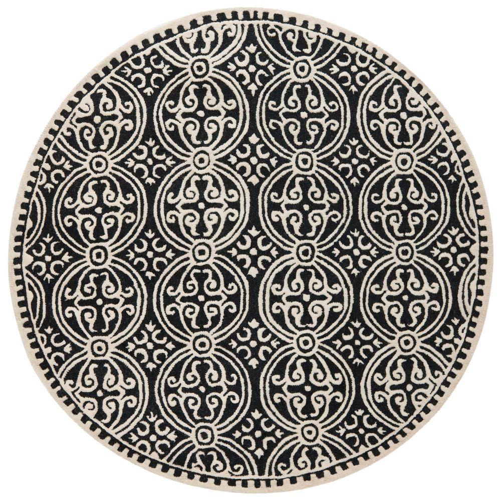 Safavieh Cambridge Black/Ivory 8 ft. x 8 ft. Round Area RugCAM123E8R