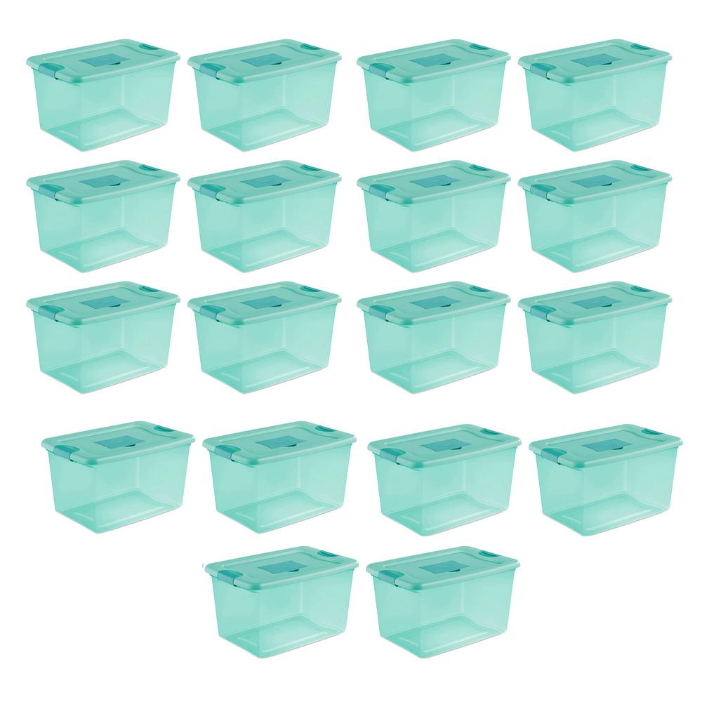 teal plastic storage bins