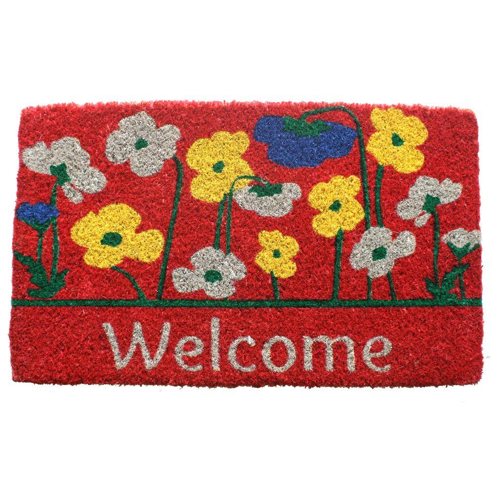 Entryways Poppies 18 in. x 30 in. Hand Woven Coconut Fiber Door