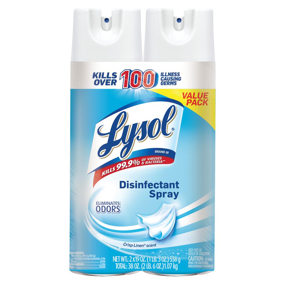 Lysol 19 Oz Crisp Linen Disinfectant Spray 2 Pack 19200 99608 The Home Depot 8309