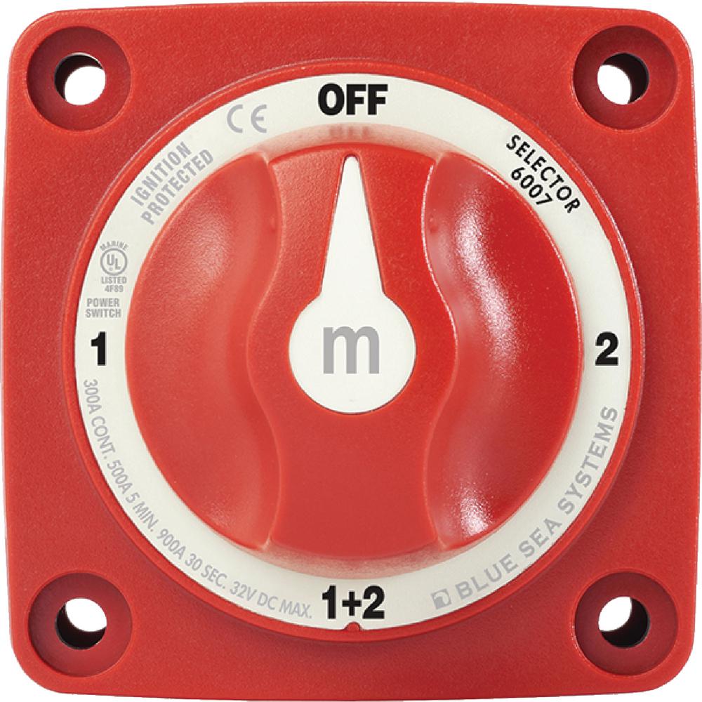 Blue Sea Systems Battery Switch Mini 4 Position With Knob Red