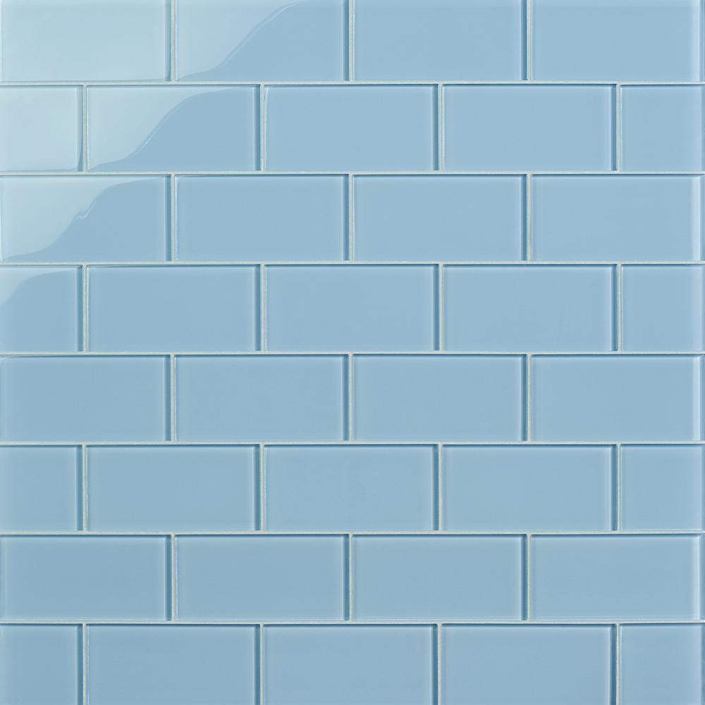 Ivy Hill Tile Contempo Blue Gray 6 In X 3 In X 8mm Polished Glass Floor And Wall Subway Tile 32 Piece 4 Sq Ft Case Crygblugry3x6p The Home Depot