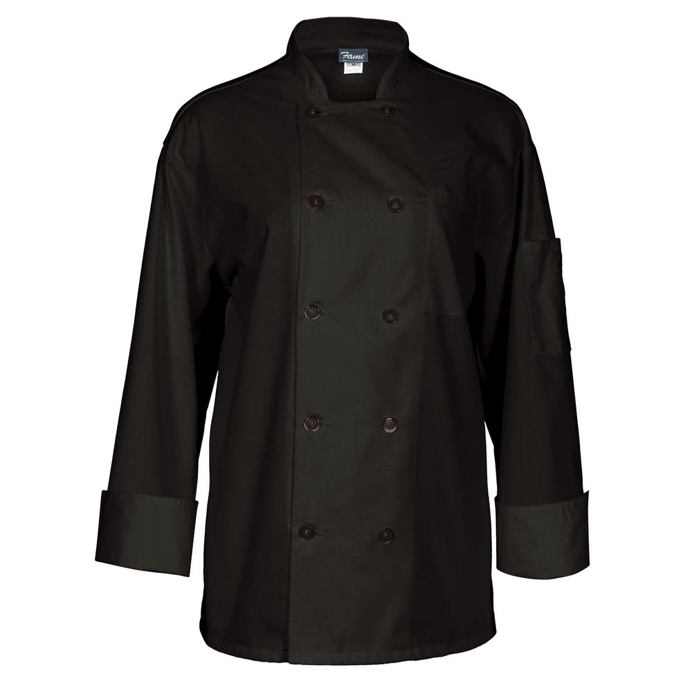 Fame C11P Long Sleeve Mesh Back Chef Coat Black 6X-83112 - The Home Depot