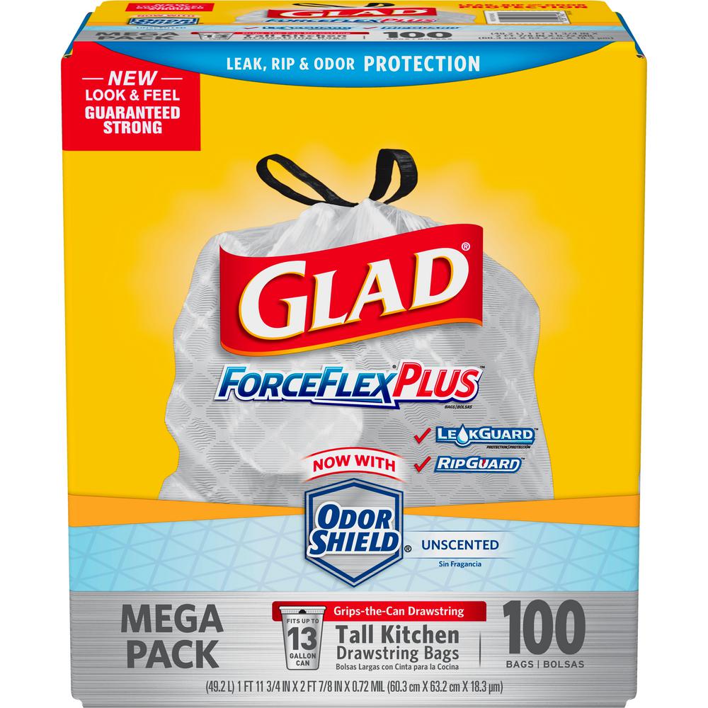 UPC 001258770424 product image for Glad 13 Gal. Drawstring ForceFlex Tall White Kitchen Bags (100-Count) | upcitemdb.com