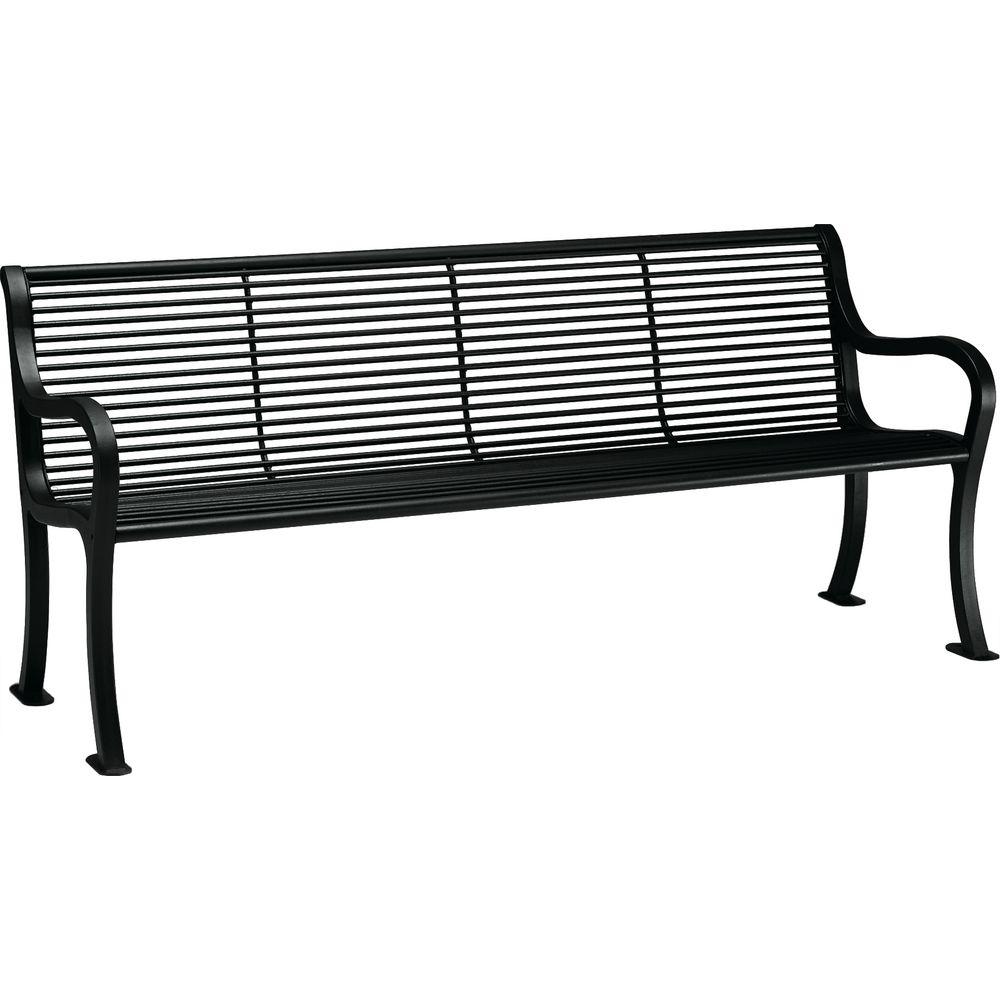 Tradewinds Oasis 6 Ft Textured Black Patio Bench With Back Hd Textured Black Patio Bench With Back