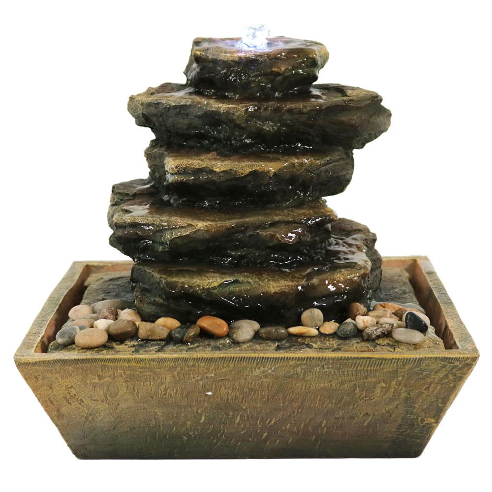Sunnydaze Decor 12 In Cascading Rocks Tabletop Fountain With Led