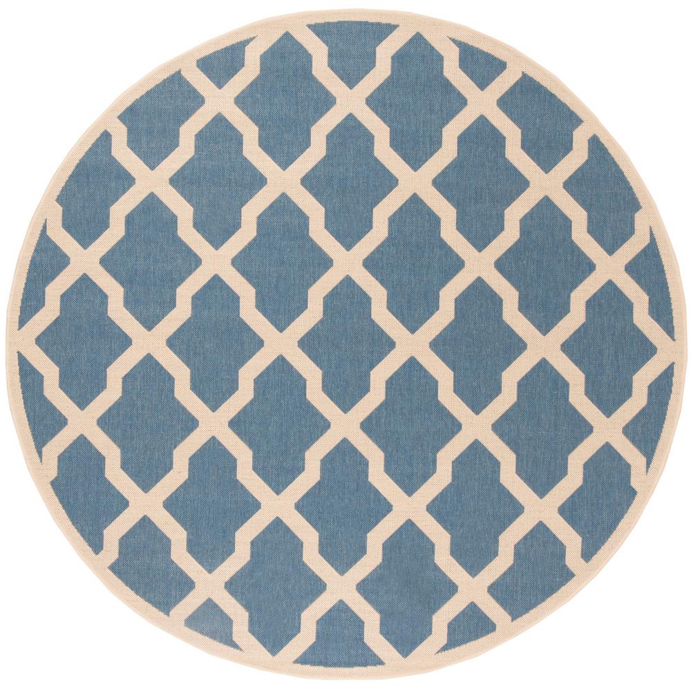 Safavieh Linden Blue/Cream 6 ft. 7 in. x 6 ft. 7 in. Round Area Rug
