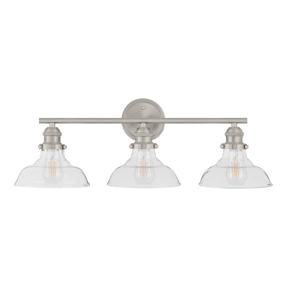 Home Decorators Collection Rockwood 24 in. 3-Light Brushed Nickel Bathroom Vanity Light