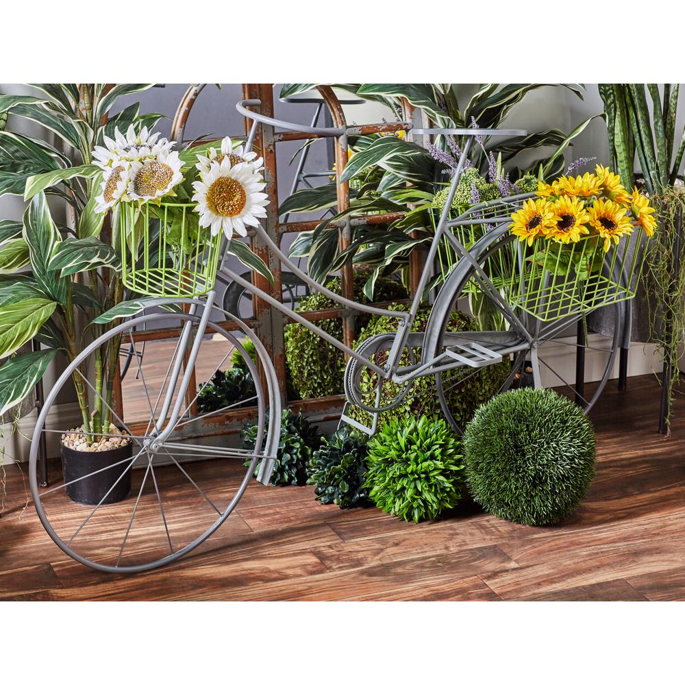 Pot Metal Large Plant Pots Planters The Home Depot Gray Iron Bicycle Planter