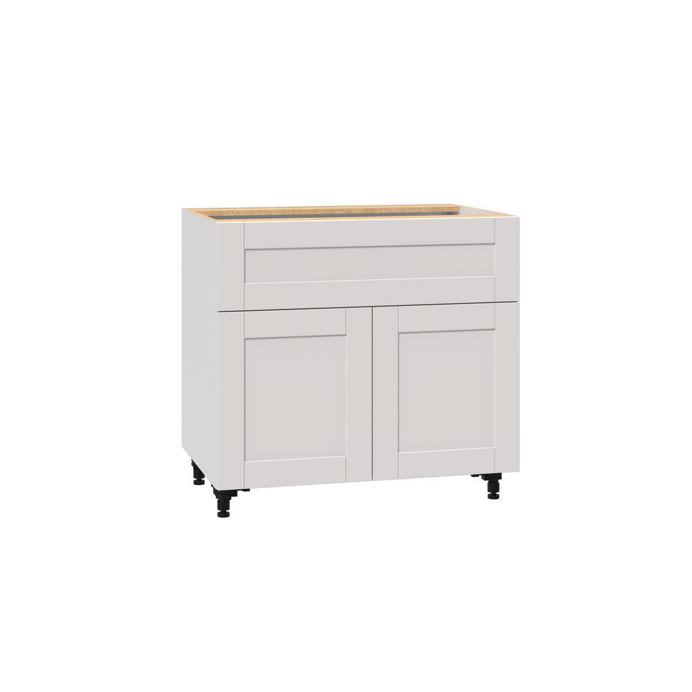 J Collection Shaker Assembled 36x34 5x24 In Base Cabinet With 10 Metal Drawer Box Vanilla White