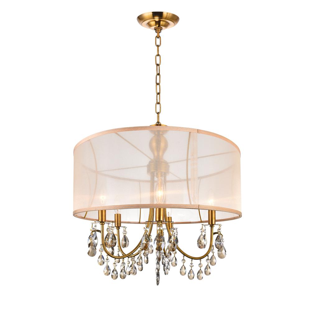 Cwi Lighting Halo 5 Light French Gold Chandelier With Shade Cwi Lighting Halo 5 Light French Gold Chandelier With Shade