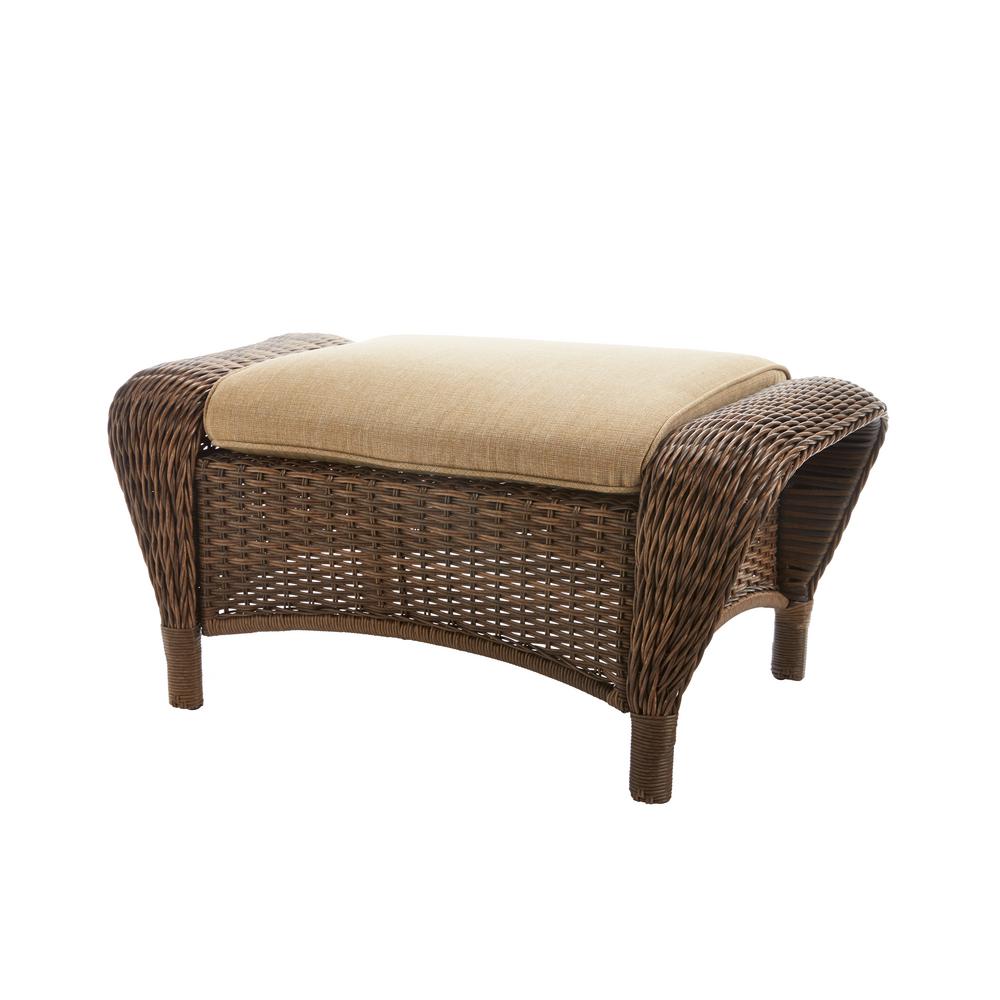 outdoor chair with ottoman plastic beacon park wicker outdoor ottoman with toffee cushions ottomans lounge furniture the home depot outdoor chair with ottoman plastic beacon park wicker outdoor ottoman with toffee cushions ottomans lounge furniture the home depot
