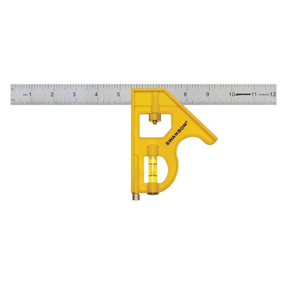 Swanson 12 in. Speedlite Combination Square, Yellow-TC131 - The Home Depot