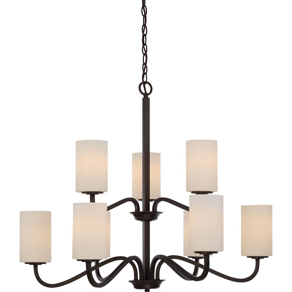 Filament Design 9 Light Forest Bronze Chandelier With White Glass Filament Design 9 Light Forest Bronze Chandelier With White Glass Shade