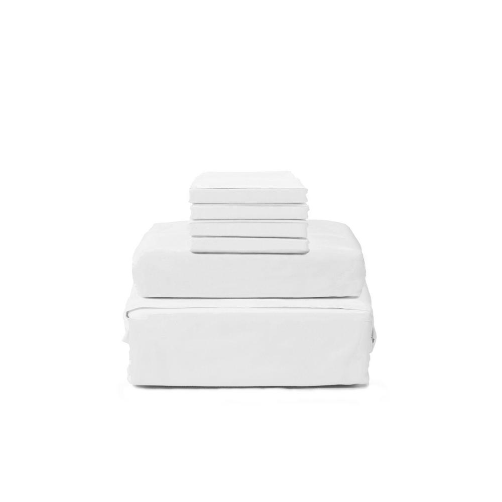 Lintex Hotel Collection 1800 6 Piece White Cotton Polyester King Hotel Collection 1800 6 Piece White Cotton Polyester King Sheet Set