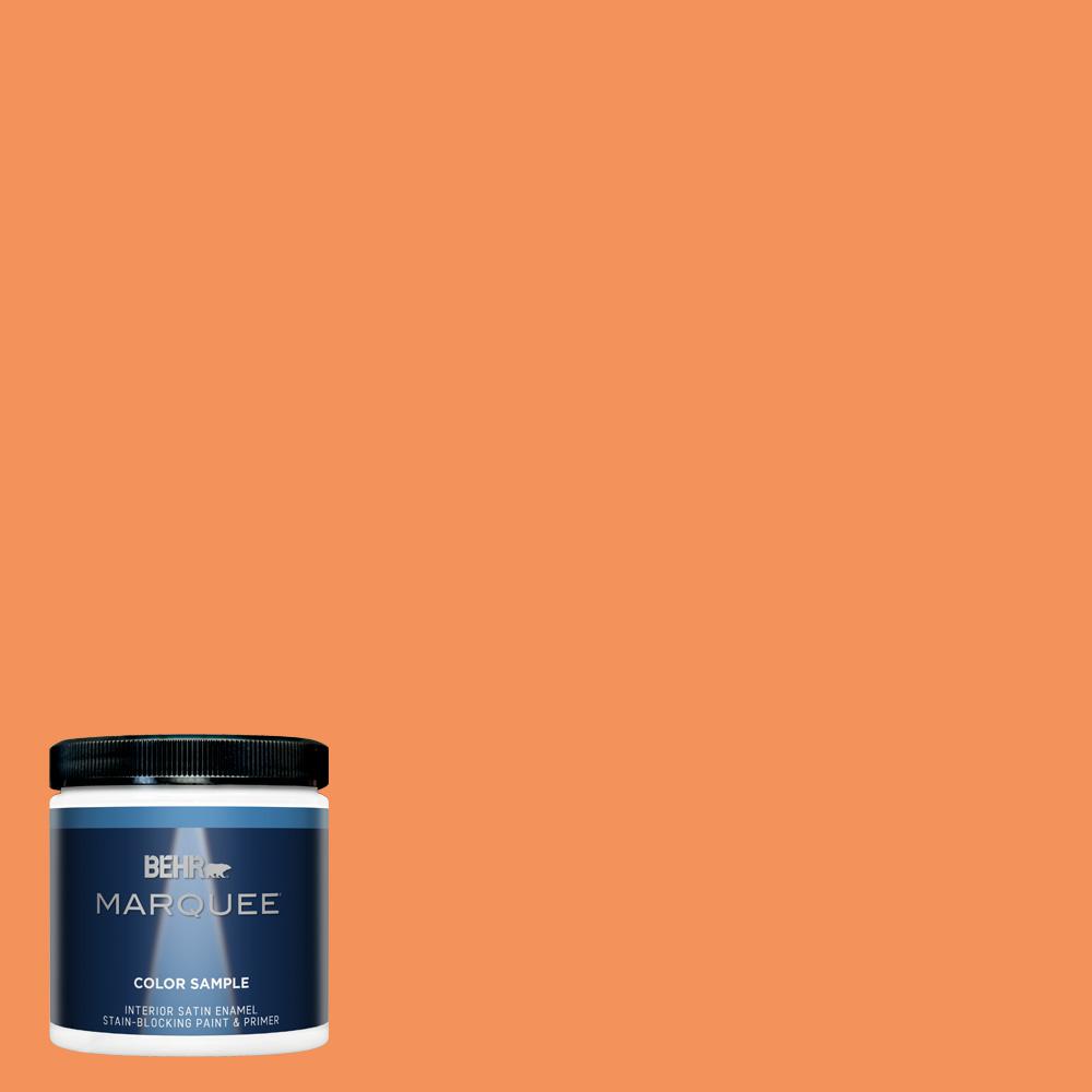 BEHR MARQUEE 8 oz. #240B-5 Candied Yam Satin Enamel Interior/Exterior Paint and Primer in One 