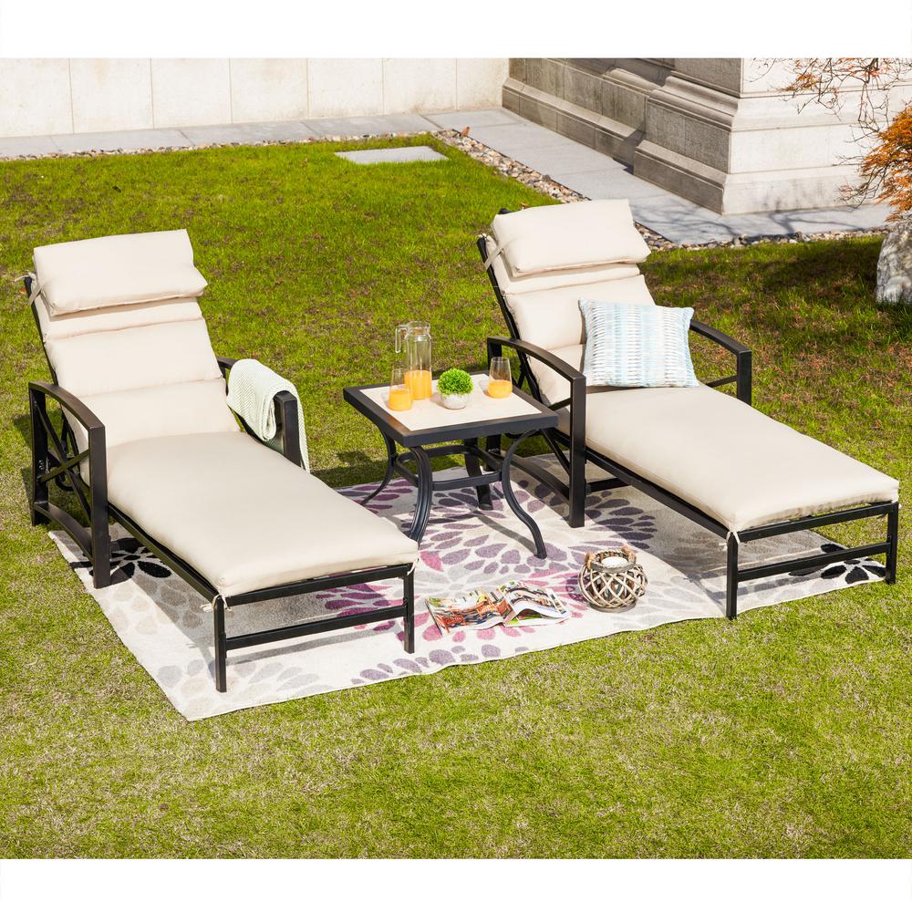 L x W x H Festnight Outdoor Sun Lounger with Adjustable Backrest and Footrest Poly Rattan Recliner Lounge Chaise Chair Patio Pool Deck Backyard Garden Furniture 76.8 x 23.6 x 12.2