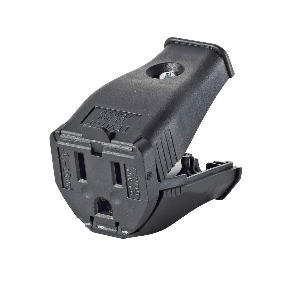 Leviton 15 Amp 125-Volt 2-Pole 3-Wire Grounding Cord Outlet, Black-R50-3W102-00E - The Home Depot