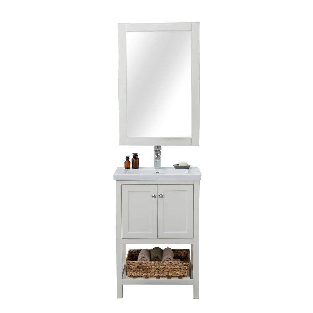 Alya Bath Vineland 24 In W X 18 25 D 34 75 H Vanity White With Porcelain Top Basin