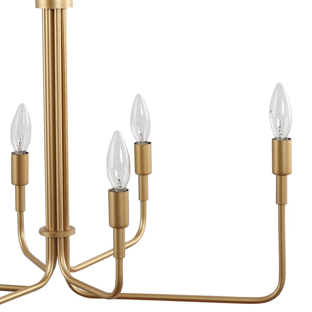 Laluz Modern Farmhouse Chandelier 6 Light Brass Gold Candlestick Foyer Island Pendant Llumimhl13599qz The Home Depot - Gold Candlestick Pendant Light