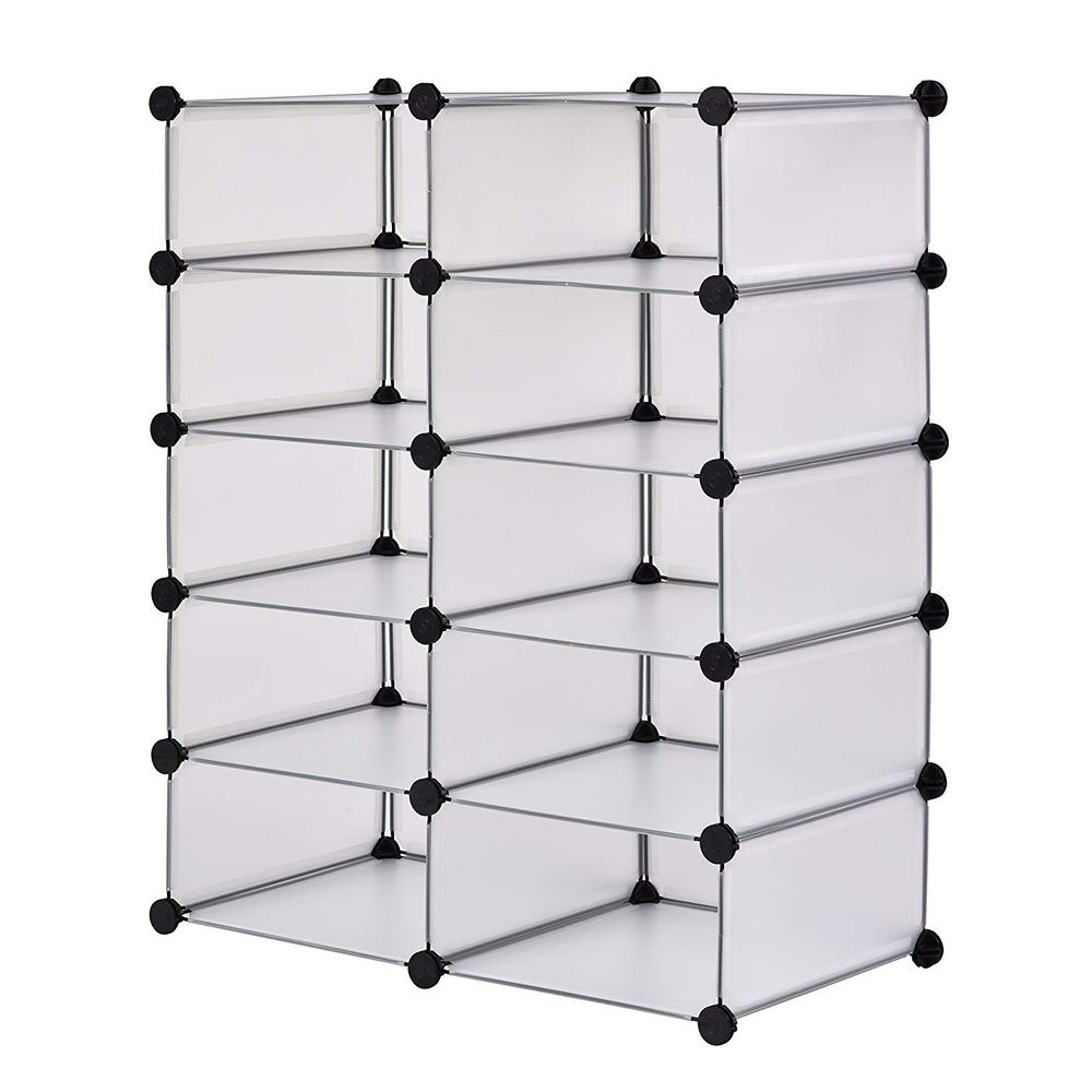 Muscle Rack 37 In H X 30 In W X 15 In D Clear Plastic 10 Cube Storage Organizer Pmc 10cl The Home Depot