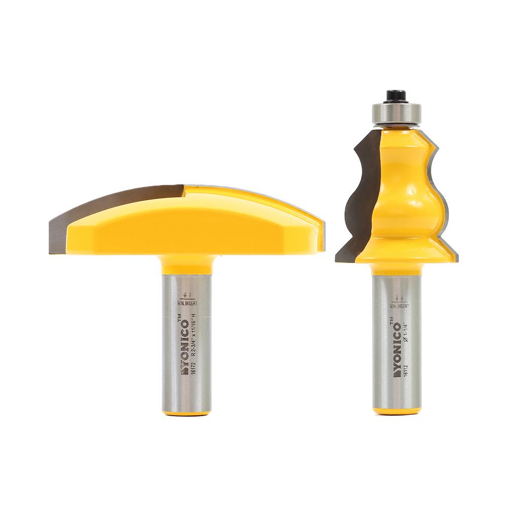 Yonico Crown Cap Molding 1 2 In Shank Carbide Tipped Router Bit Set 2 Piece