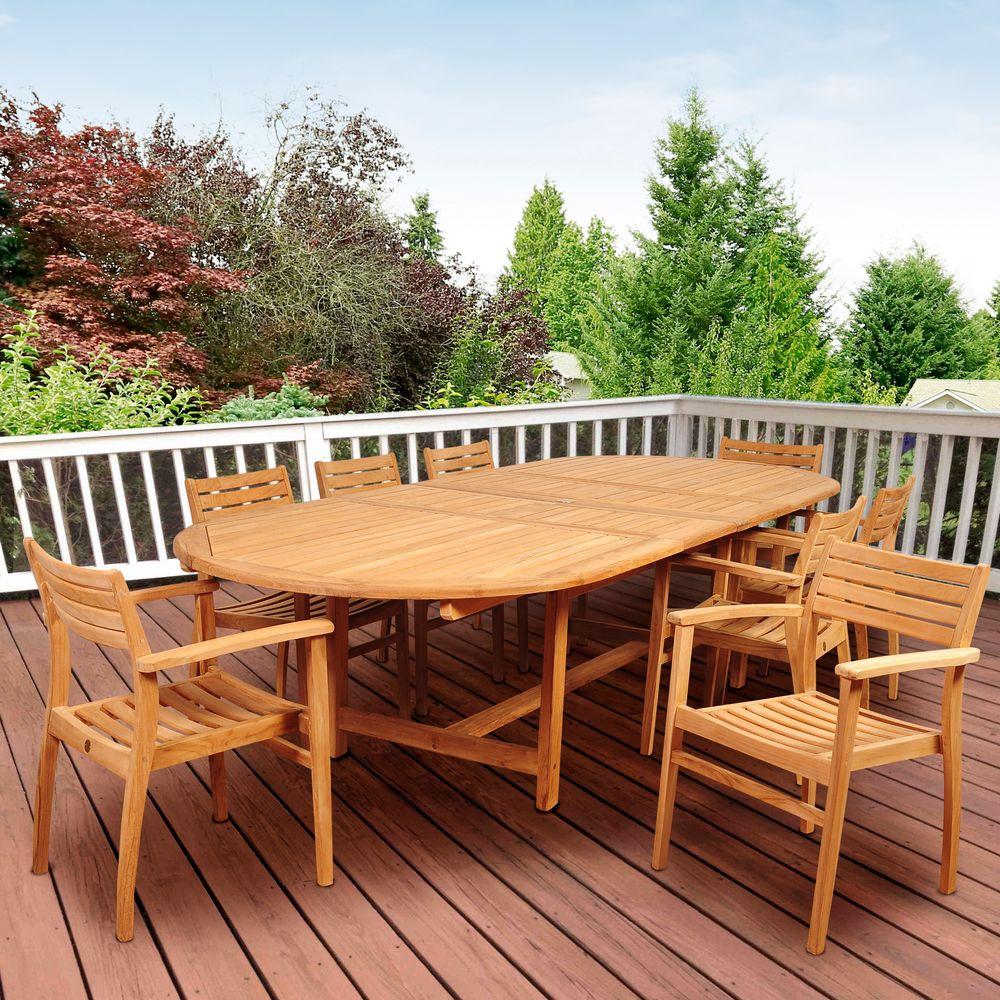 Ia Carter 9 Piece Teak Double Extendable Oval Patio Dining Set Ia Carter 9 Piece Teak Double Extendable Oval Patio Dining Set