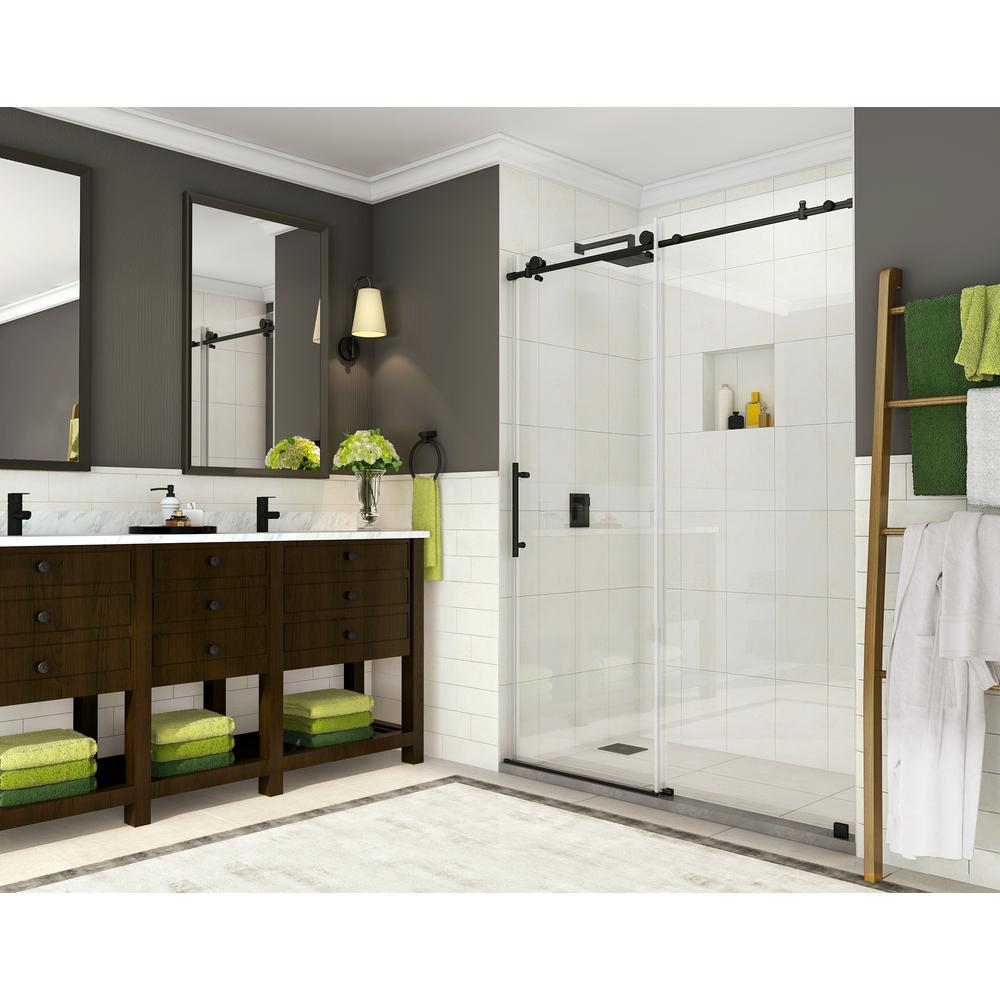 Coraline 56 In To 60 In X 76 In Frameless Sliding Shower Door In Matte Black