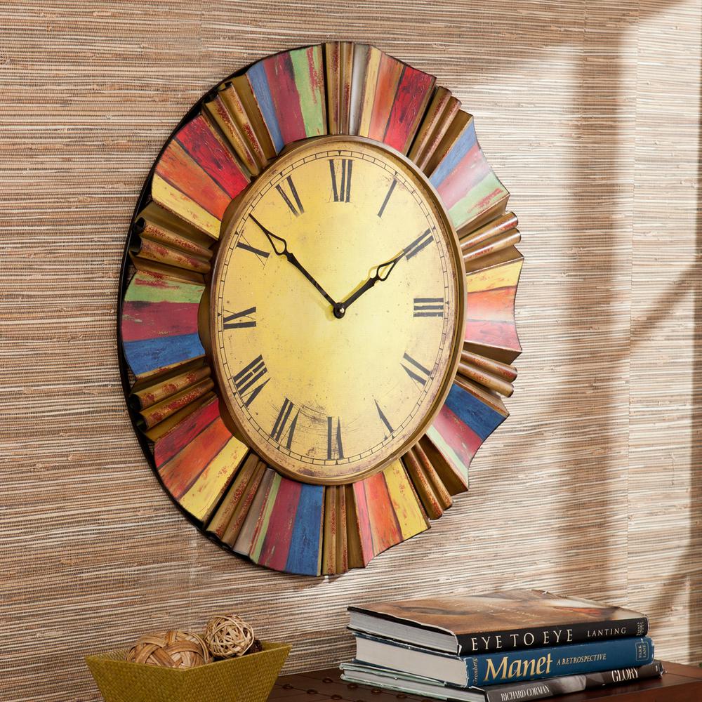 Southern Enterprises 30.5 in. Multicolor Metal Wall Clock2019635 The