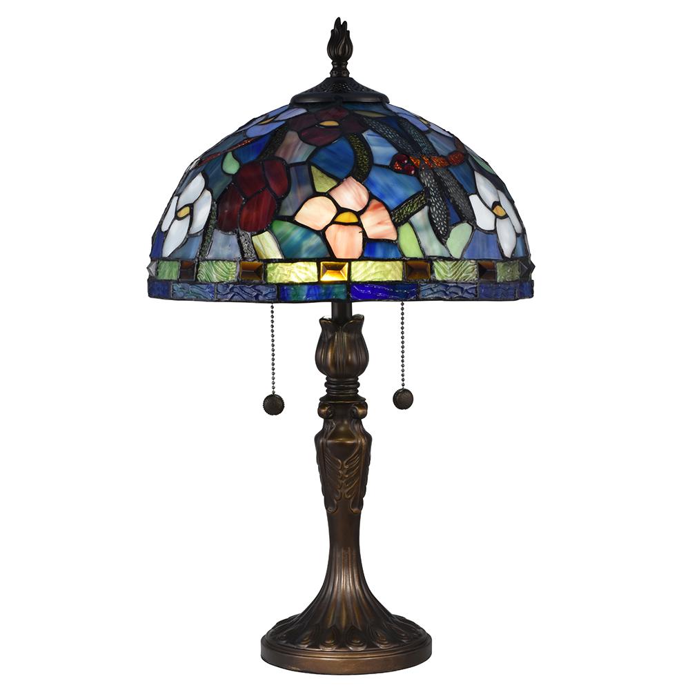 Dale Tiffany 21.75 in. Rose Art Glass Table Lamp with Dark Antique