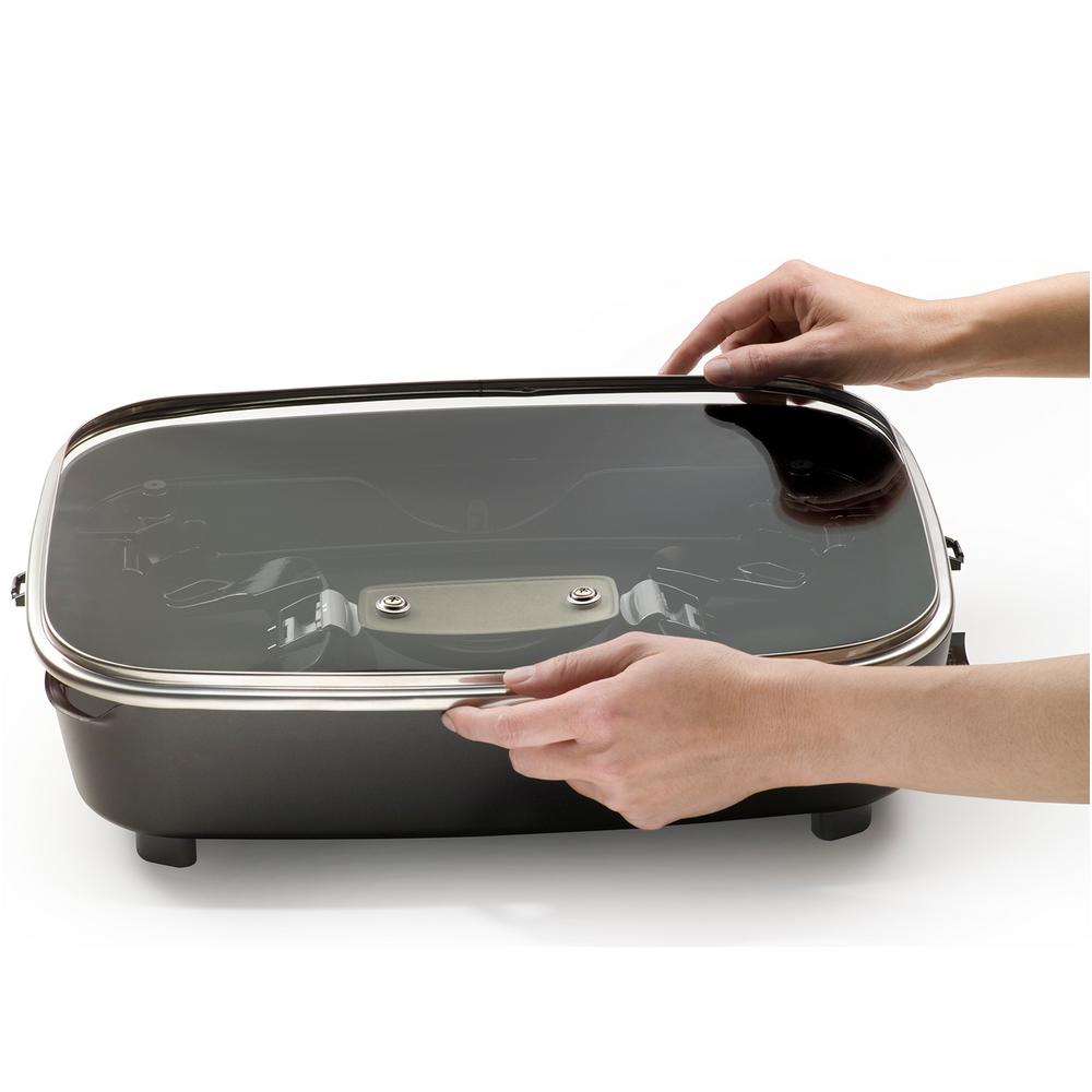 Presto 16 in. Black Stainless Steel Foldaway Electric Skillet with Lid