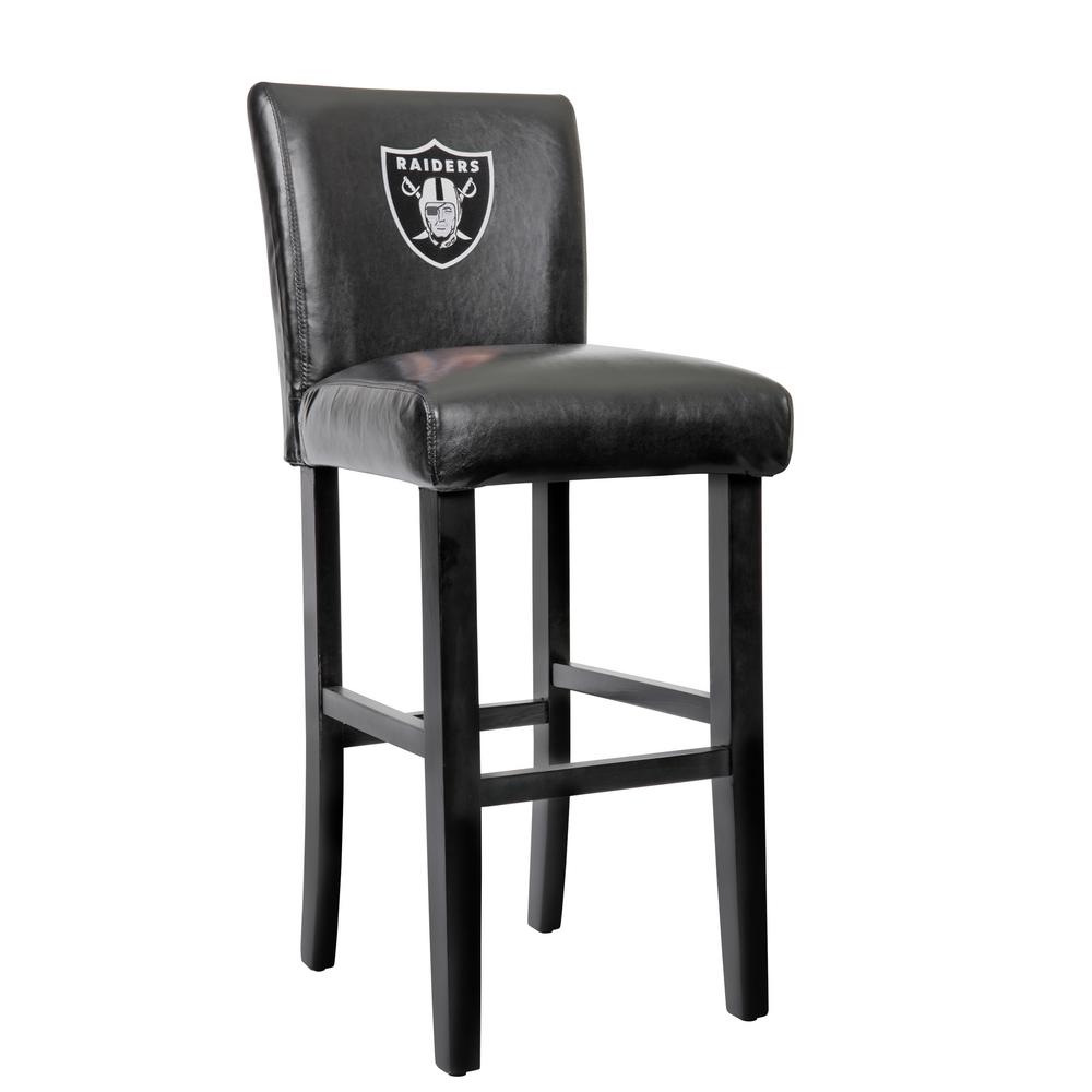 Oakland Raiders 30 In Black Bar Stool With Faux Leather Cover Set Black Bar Stool With Faux Leather Cover Set Of 2