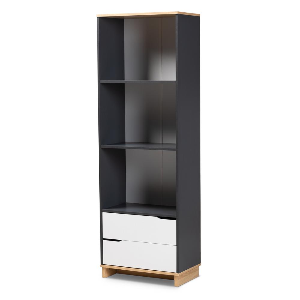 Baxton Studio Reed White And Gray 2 Drawer Bookshelf 159 9859 Hd