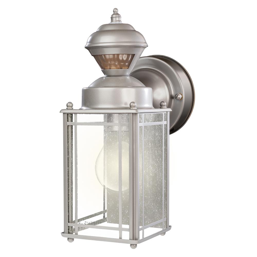 Rustic Lighting The Home Depot Shaker Cove Mission 150 Silver Motion Sensing Outdoor Wall Mount Lantern