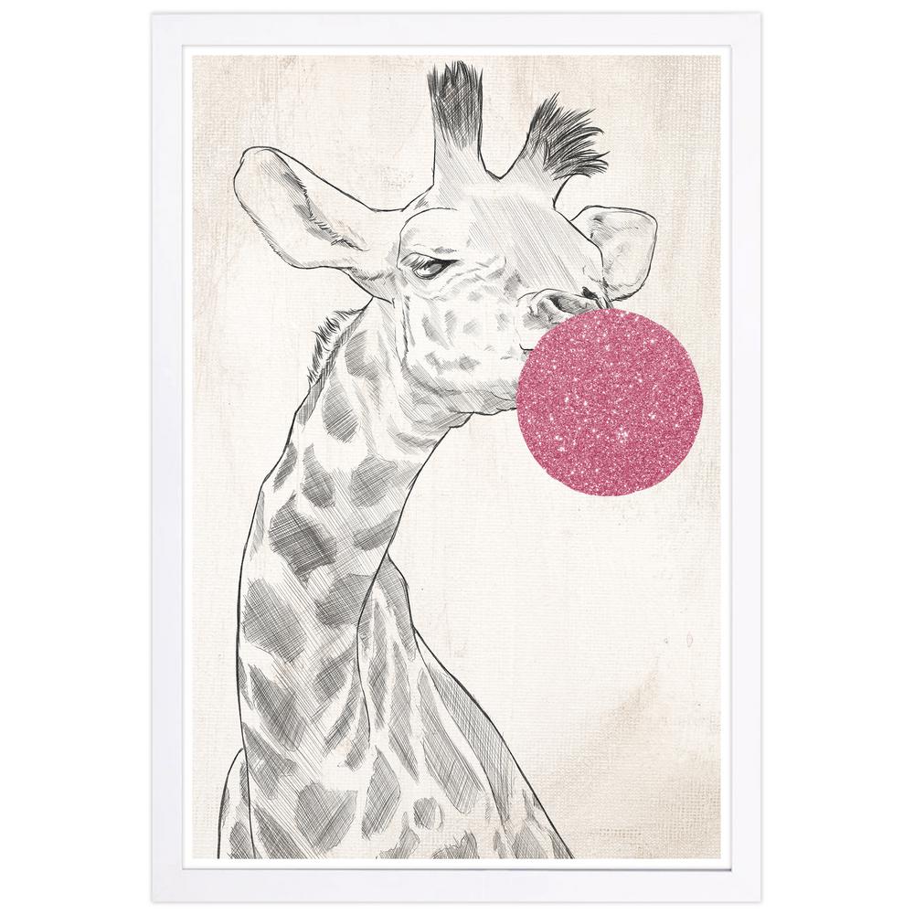Wynwood Studio Glitter BubbleGum Giraffe' by Wynwood Studio Framed ...