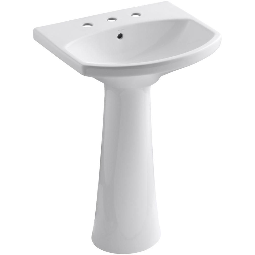 Kohler Cimarron 8 In Widespread Vitreous China Pedestal Combo Bathroom Sink In White With Overflow Drain