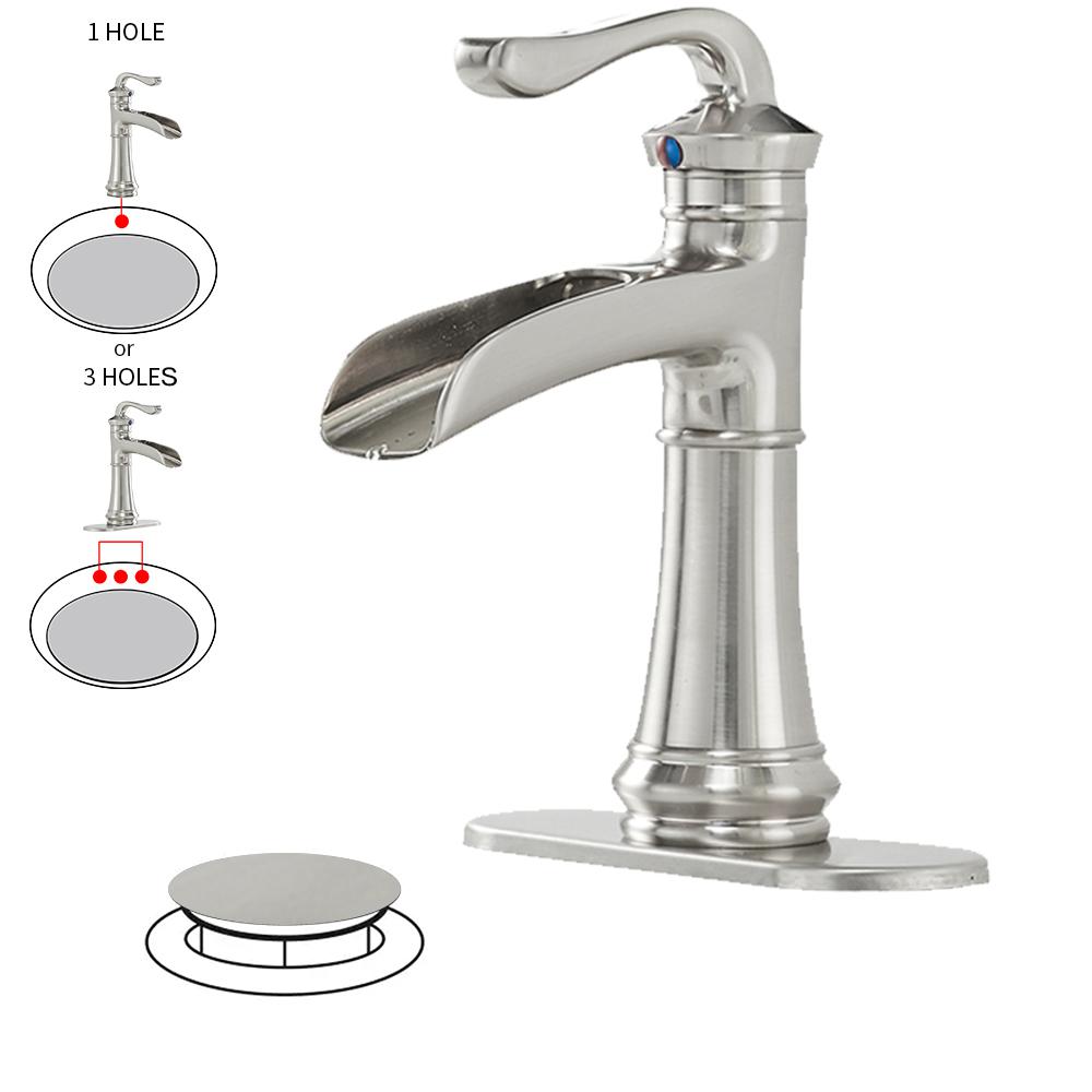 BWE Waterfall Single Hole SingleHandle LowArc Bathroom Faucet With