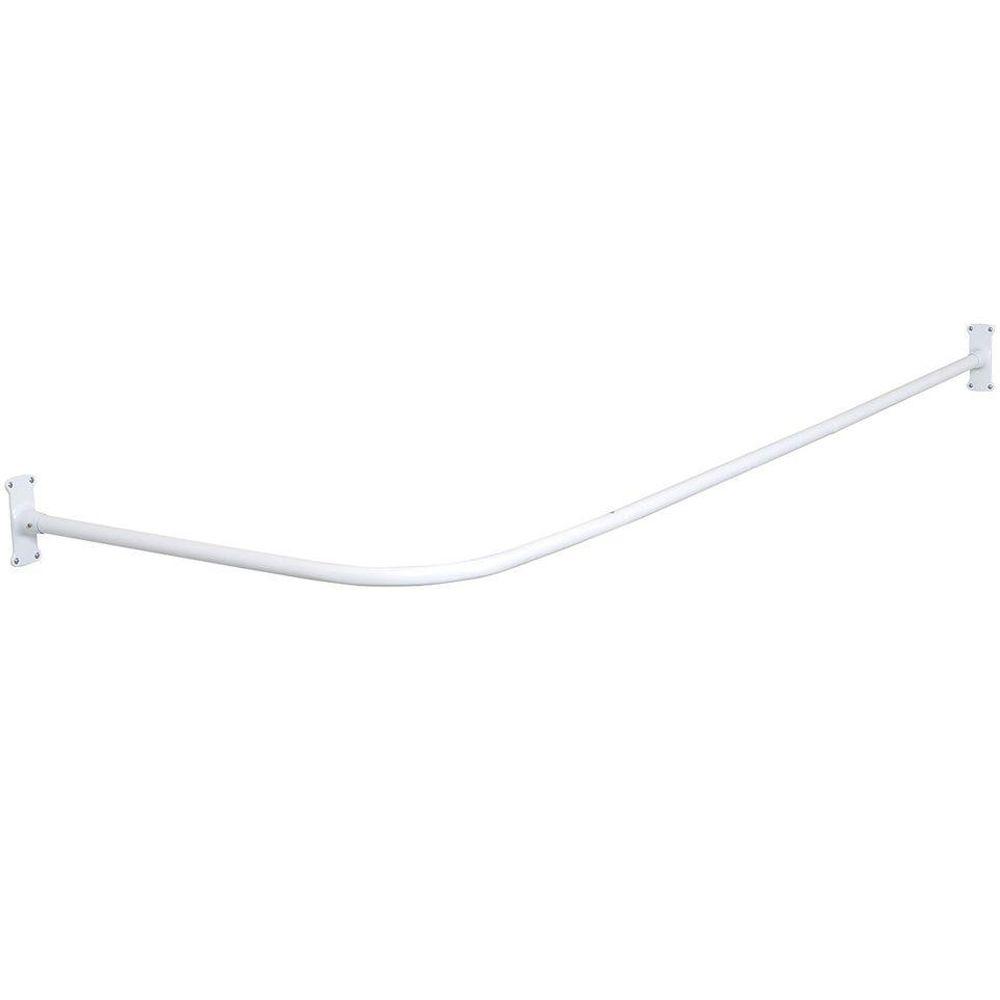 Zenna Home Rustproof 66 In Aluminum L Shaped Shower Rod In White