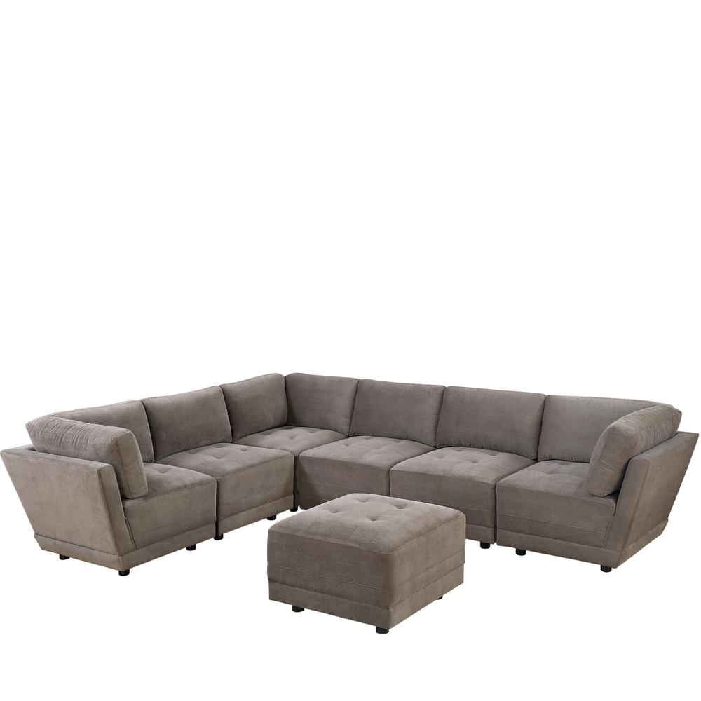 Venetian Worldwide 7 Piece Charcoal Microfiber 6 Seater L Shaped Modular Sectional Sofa With Ottoman V 808 7pc The Home Depot - 7 Seat Sectional Sofa Venetian Worldwide 7 Piece Charcoal Microfiber 6 Seater L Shaped Modular Sectional Sofa With Ottoman V 808 7pc The Home Depot - 7 Seat Sectional Sofa