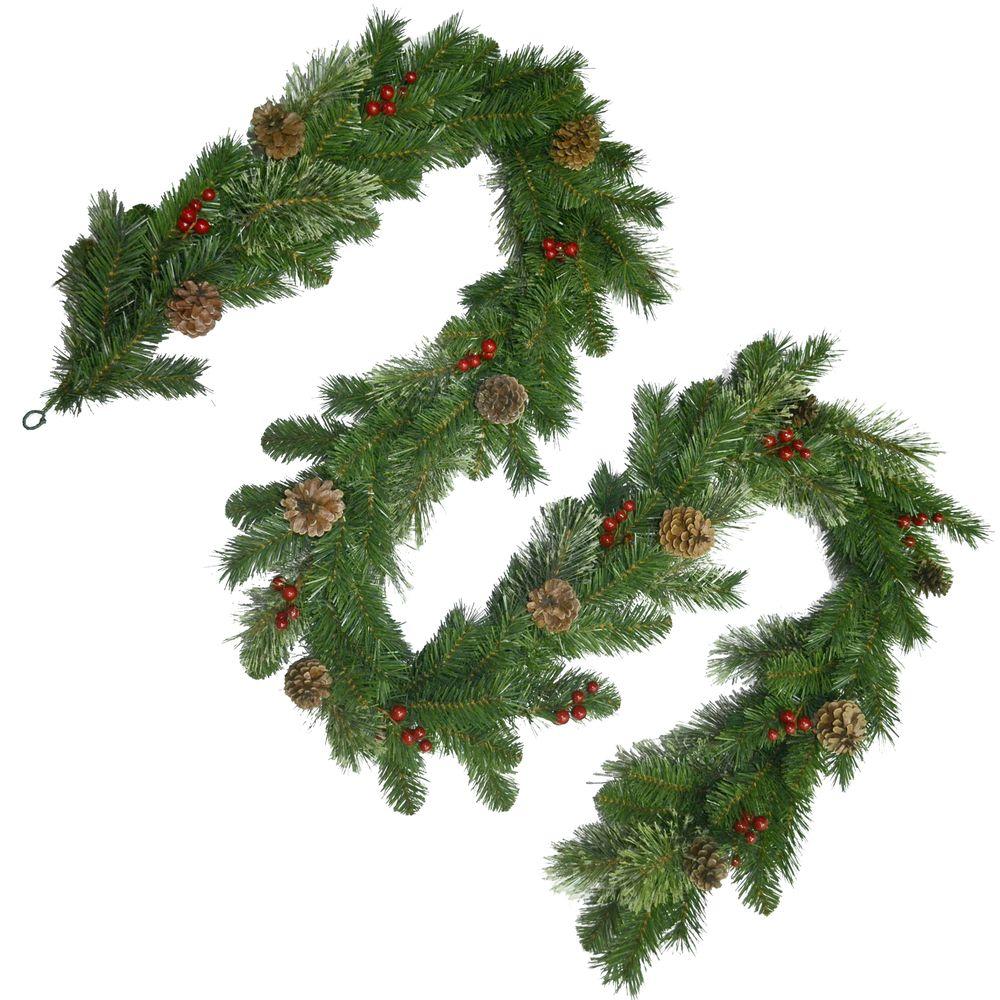 Indoor/Outdoor - Christmas Garland - Christmas Greenery - The Home Depot Unlit Cashmere Artificial Garland with Pinecones and Red Berries - Indoor/Outdoor - Christmas Garland - Christmas Greenery - The Home Depot