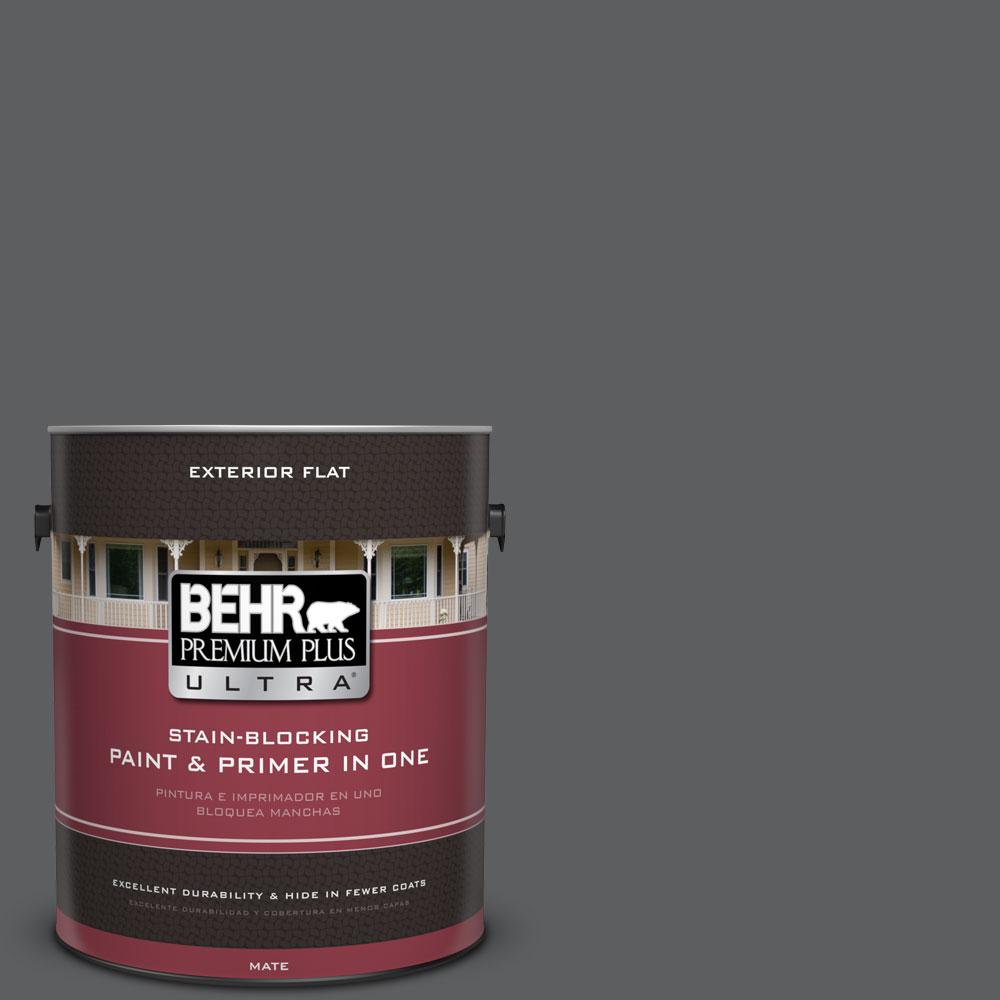 BEHR Premium Plus Ultra 1-gal. #N500-6 Graphic Charcoal Flat Exterior ...