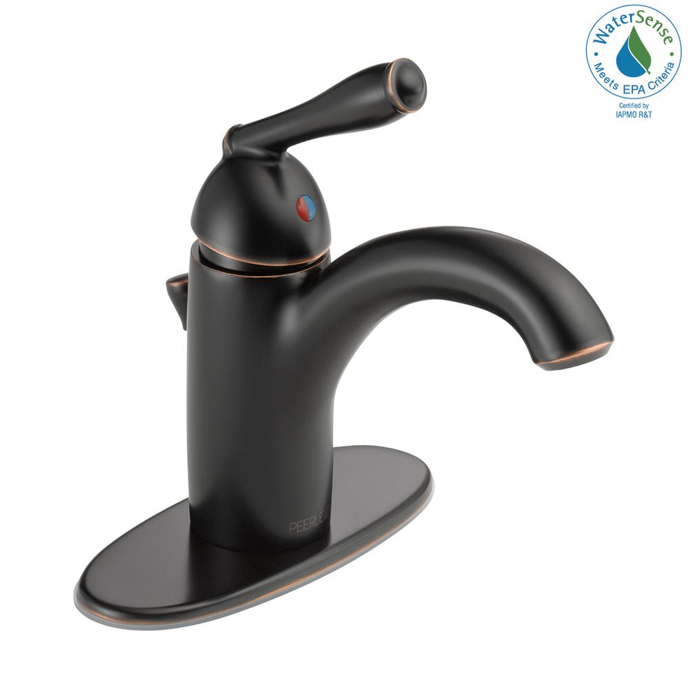 Peerless Claymore Single Hole Single Handle Bathroom Faucet In Oil Rubbed Bronze P1627lf Ob The Home Depot