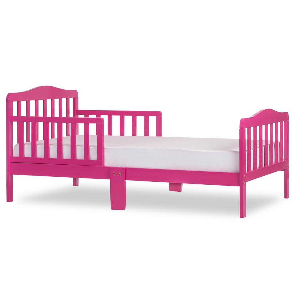 Bold Tones Classic Wooden Girls Boys Toddler Kids Bed Frame with Double Adjustable Guard Rails