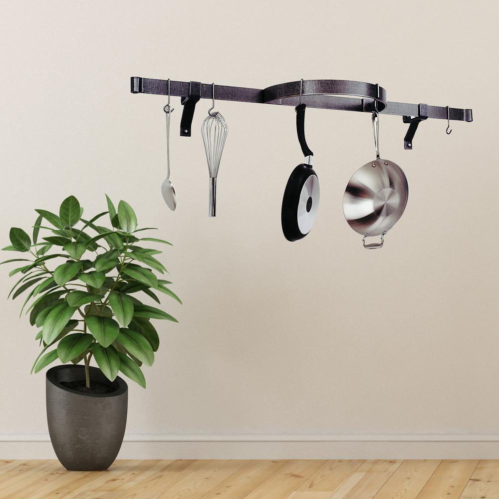 Enclume Hammered Steel Wall Mounted Shelf with Half Circle Wall Pot Rack by Enclume