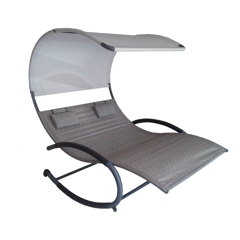 Vivere Double Chaise Grey Steel Sienna Sling Outdoor Rocker Vivere Double Chaise Grey Steel Sienna Sling Outdoor Rocker