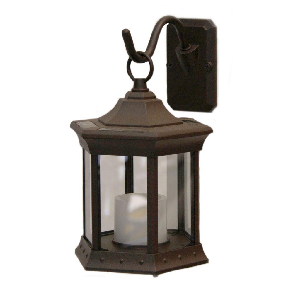 Brown Solar Outdoor Lighting The Home Depot Sconce Hook Clear Gl Solar Lantern