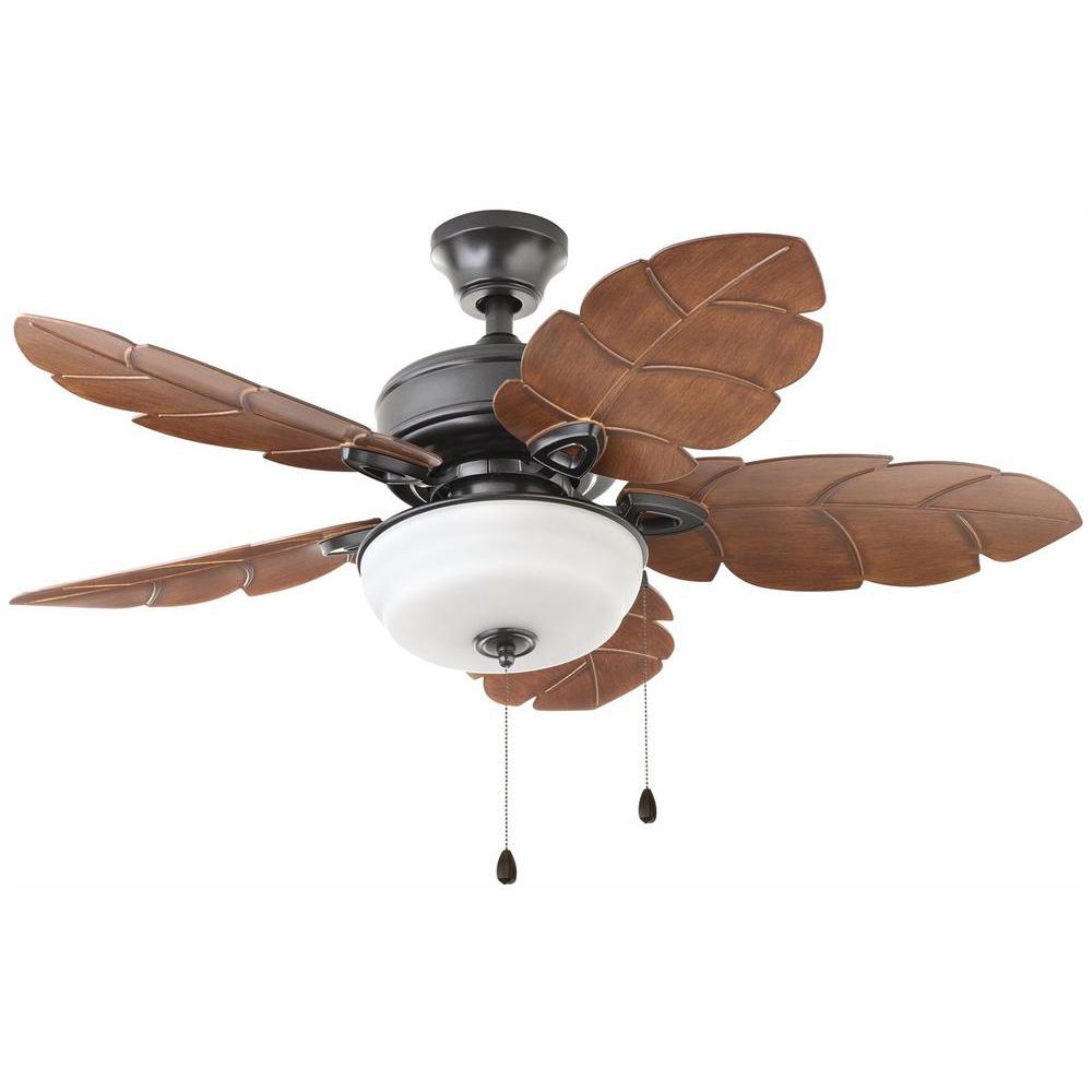 Palm Cove 44 In Led Indoor Outdoor Natural Iron Ceiling Fan With Light Kit